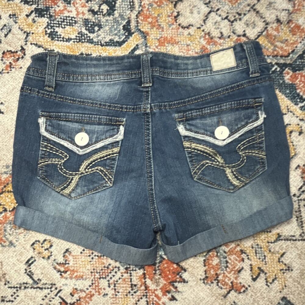 Vintage lei Sophia Hipster Flare Women’s Denim Mid Rise Cuffed Shorts 7 28 3"